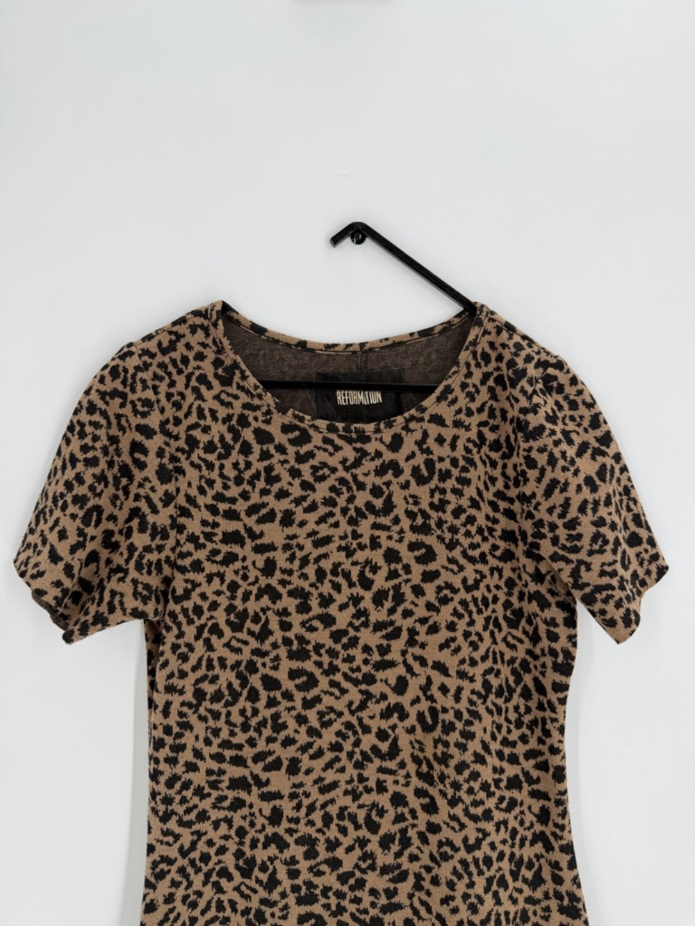 Reformation Mars Leopard Print Shorts Sleeve Mini Dress
